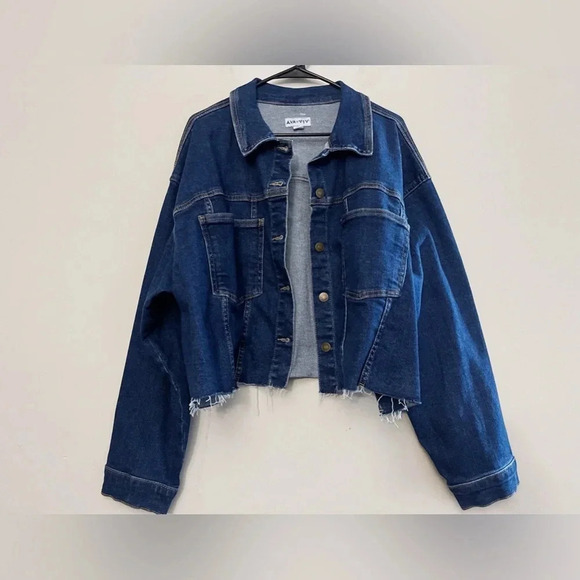New Ava & Viv crop denim jacket plus-size - Picture 1 of 10